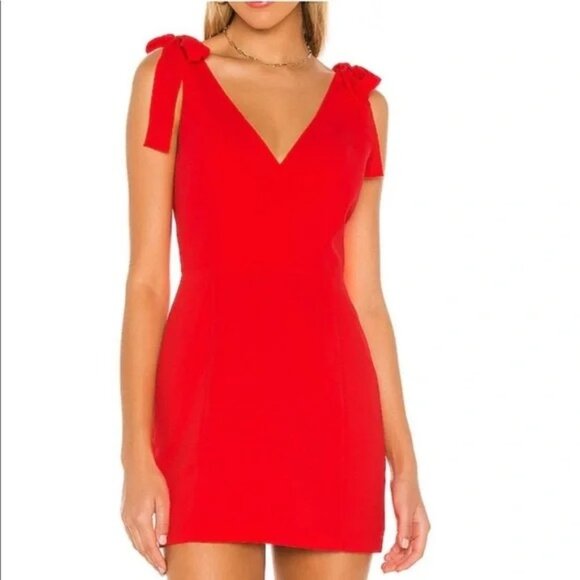 Amanda Uprichard Allora Tie Shoulder Mini Dress Crimson Red size Medium - Picture 3 of 15